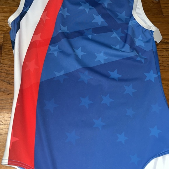 New Balera gymnastics tumbling dance Leotard USA Printed Stars And Stripes sz AM - Picture 4 of 10